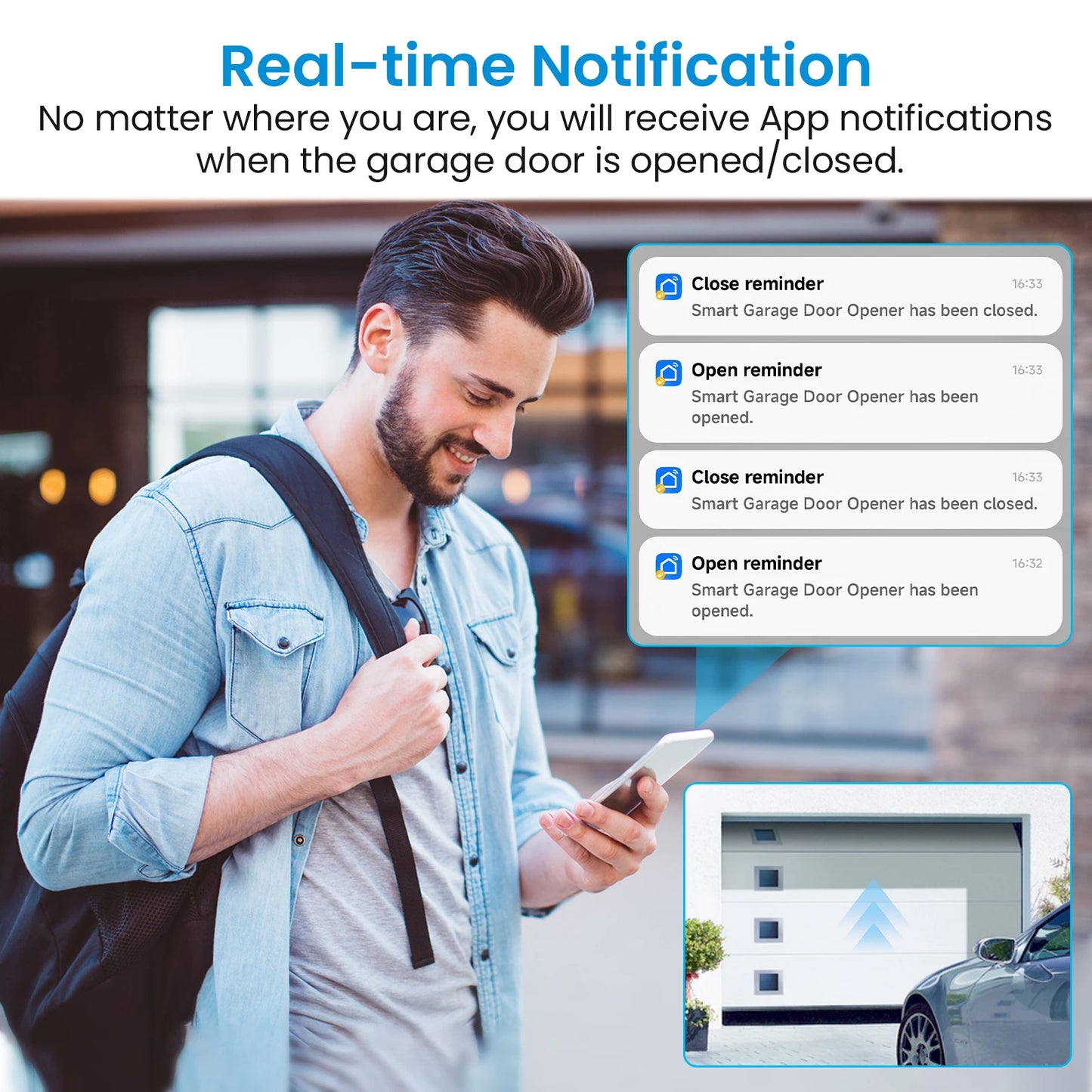 Tuya Smart Life Garage Door Wireless Door Sensor Opener Controller Contacts USB Charger Remote Control Google Assistant Alexa