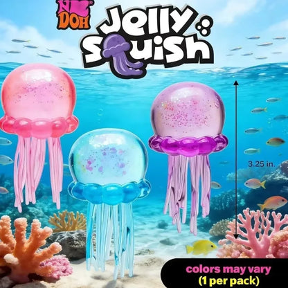 Glitter Octopus Squishy Toy Soft Stress Relief Fidget Toy Squeeze Jellyfish Squishy Compression Decompression Toy for Kid Adults
