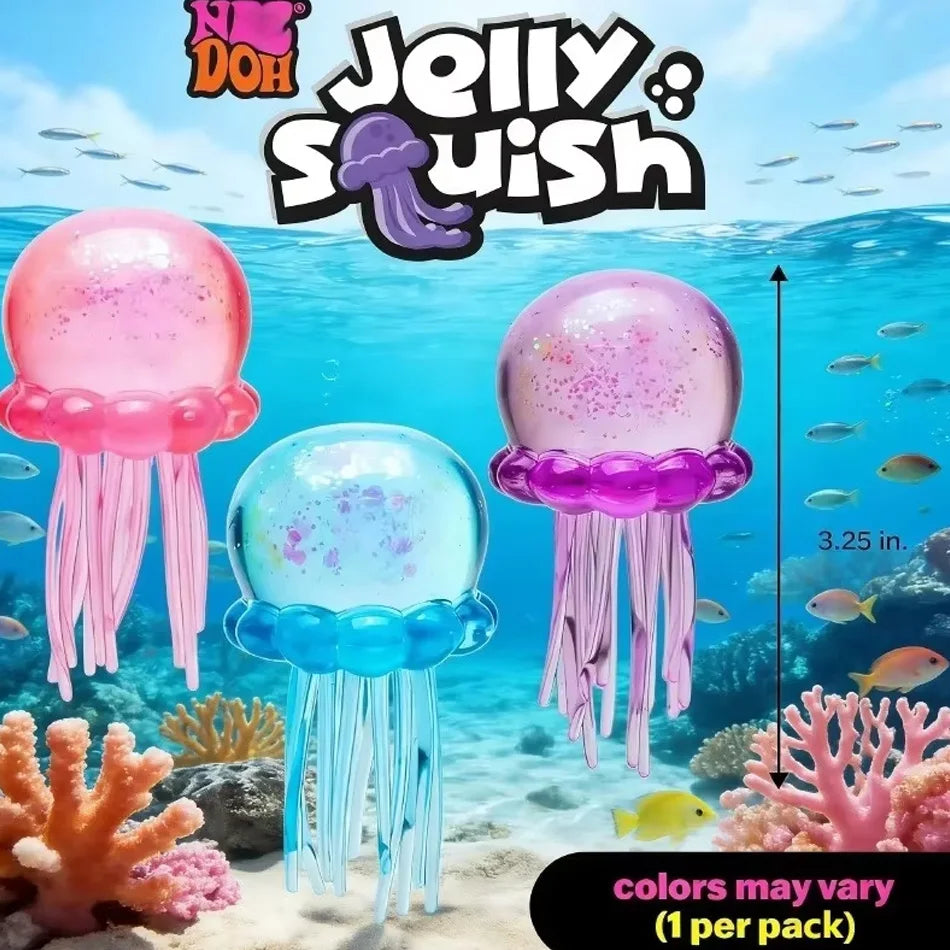 Glitter Octopus Squishy Toy Soft Stress Relief Fidget Toy Squeeze Jellyfish Squishy Compression Decompression Toy for Kid Adults
