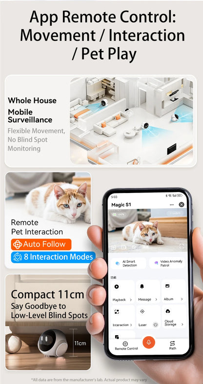 AIOOK Smart Robot Camera 5G WiFi HD 2K Camera Pet Tracking Laser Indicator TUYA Pet Camera Auto Charging Auto Obstacle Avoidance