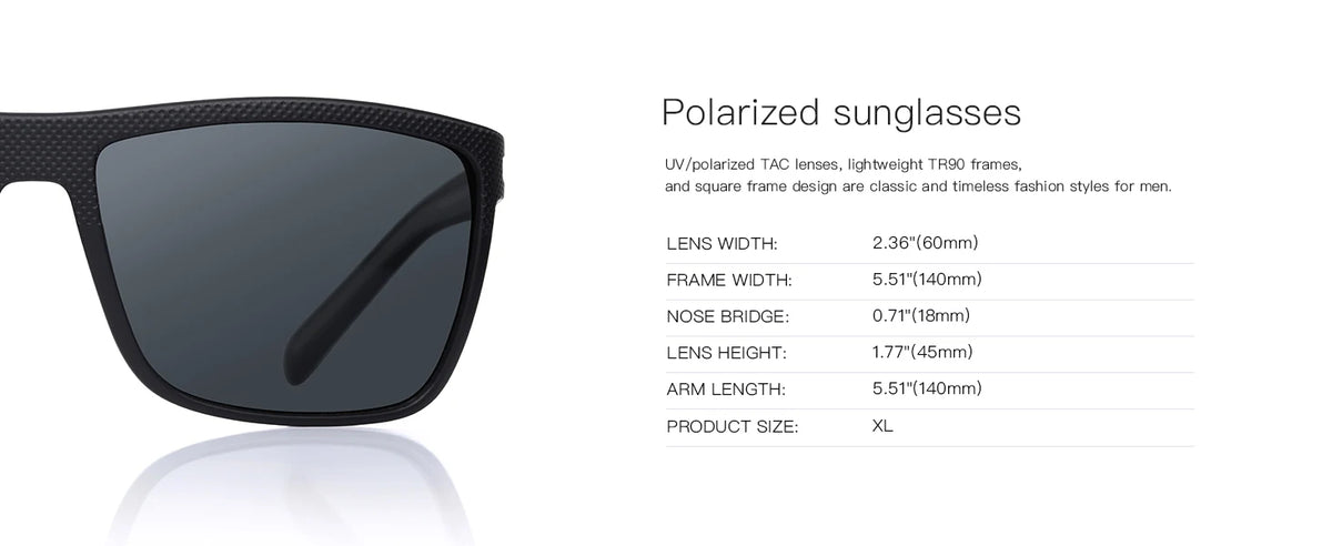ZENOTTIC Retro Polarized Sunglasses for Men Lightweight TR90 Frame UV400 Protection Square Sun Glasses Night Vision Goggles