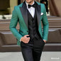 Men's Green And Black Formal Terno Set of 3 Pieces Blazer Wedding Groomsmen Suit Ideal for Wedding Ceremony And Dance