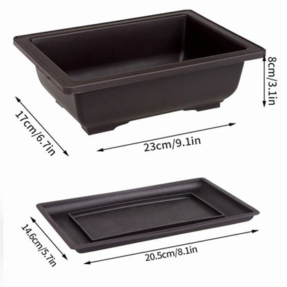 Rectangular Square Flowerpots Imitation Purple Clay Succulent Plants Pots Oval Pots Outdoor Garden Landscape Bonsai Pot Trays