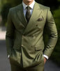 Elegant 2 Piece Wedding Men Suits Slim Fit Peak Lapel Double Breasted Blazer Pants Formal Business Groom Tuxedos Office Dinner