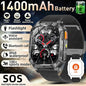 New Rugged Military Smart Watch Men 1400 mAh battery 2.01inch Bluetooth Call Health monitoring device LED flashlight Smart watch