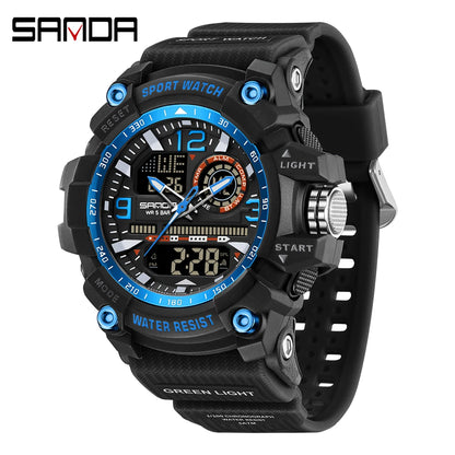 SANDA 3367 Men's Electronic Watch Large Dial Multi Functional Outdoor Waterproof Student Sports Electronic Watch