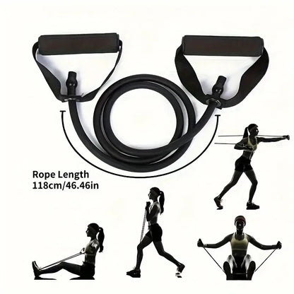5 Levels Yoga Fitness Tensioner Resistance Band With Handles, Elastic TPE Straight Bar Yoga Pull Rope Fitness Exercise Tube Band
