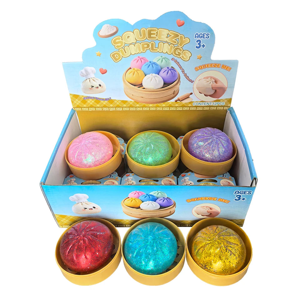 Giant Dumpling Squishies Bun Toy, Slow Rising Glitter Dumpling Stress Ball, Stress Relief Fidget Toy for Home Office toys