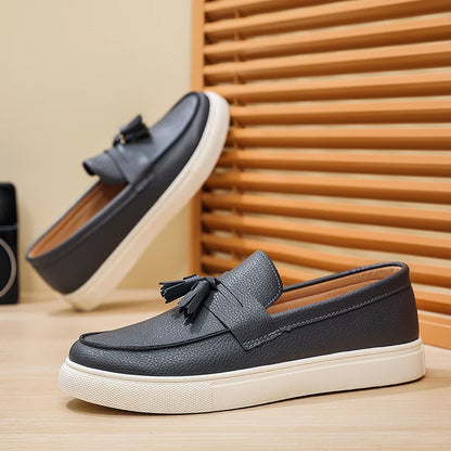 Fashion Men's Casual Shoes pu Leather Men British Style Penny Loafers Mens Slip-on Thick Sole Outdoor Flats