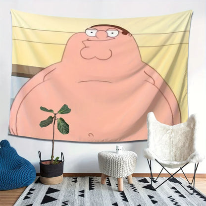 VIKAMA Family Guy Peter Griffin Tapestry Funny Cartoon Character Wall Hanging with Meme Elements for Bedroom Decor