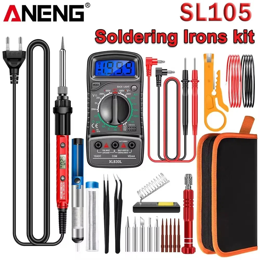 Digital Display Electric Soldering Iron ANENG SL105 Adjustable Temperature EU/220V US/110V Portable Kit Weld Solder Repair Tools