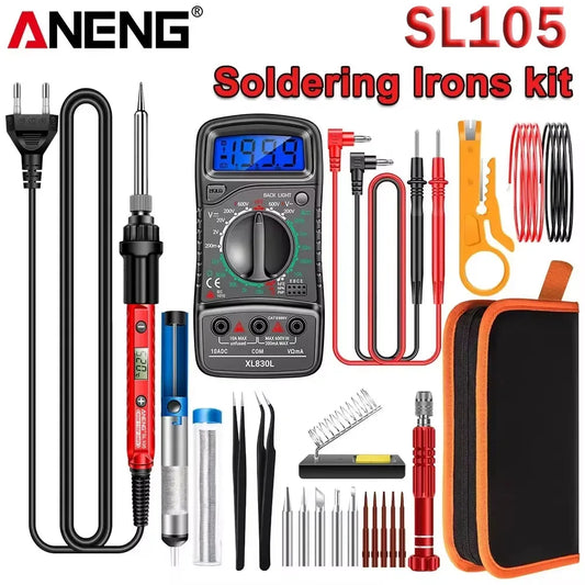 Digital Display Electric Soldering Iron ANENG SL105 Adjustable Temperature EU/220V US/110V Portable Kit Weld Solder Repair Tools