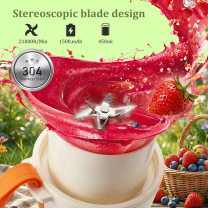 450ML Portable Electric Juicer Multifunctional Wireless Blender USB Rechargeable Ice Crusher Small Juice Cup Mixer Machine