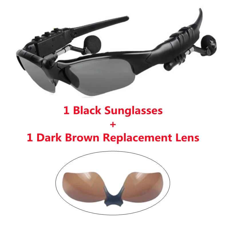 Stereo Earphones Wireless Headset with Mic Polarized Glasses Sunglasses for Driving Cycling Sports Noise Reduction Headphones