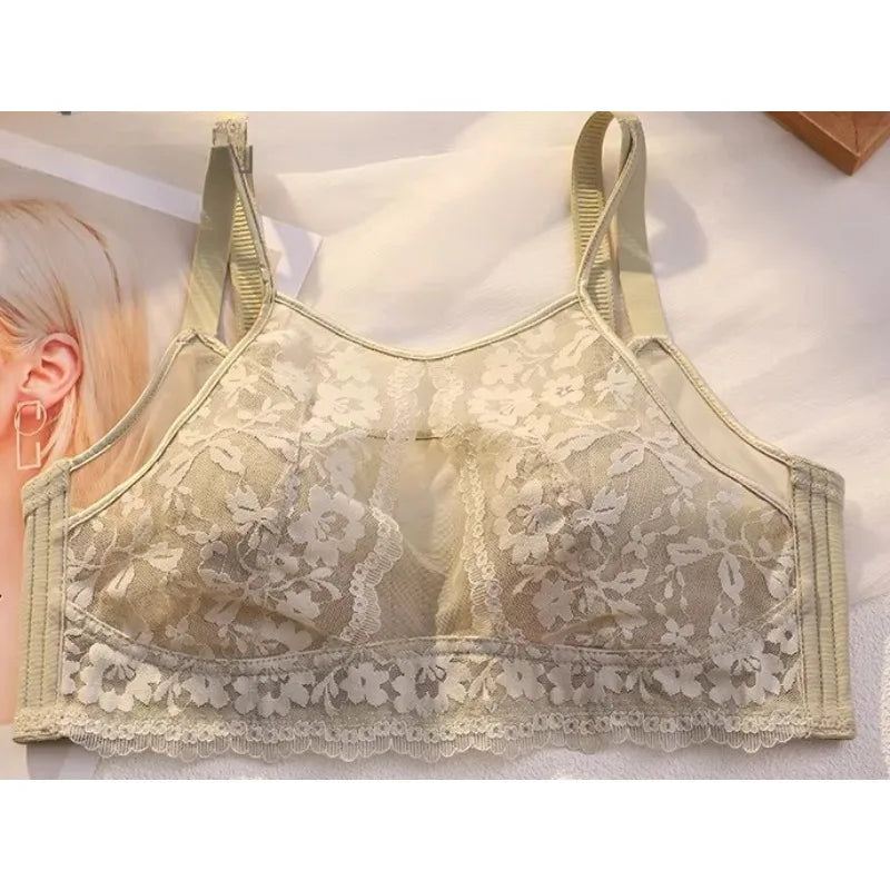 French Style Lace Strapless Bra For Women Large Bust Slimmer Minimizer Sexy Beautiful Back Soft Comfort Lingerie Size 34-44
