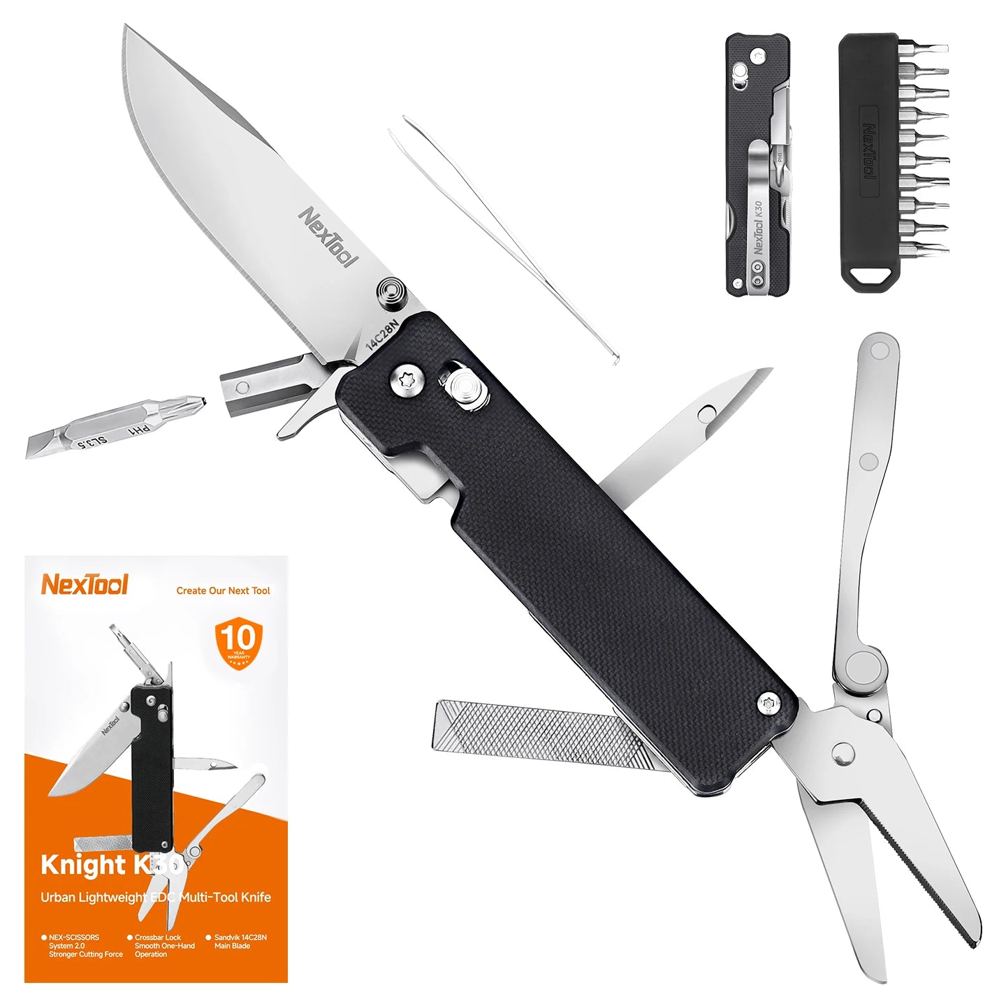 Nextool 11 In 1 Pocket Knife K30 Multi-tool Knight EDC Knife Outdoor Folding Knife Mini Portable Folding Scissor File Hand Tools