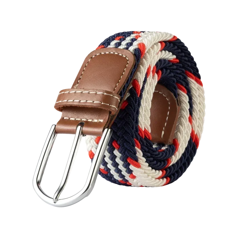 Women Casual Knitted Elastic Belt Pin Buckle Webbing Strap Woven Canvas Braided Stretch  - Belts for Men