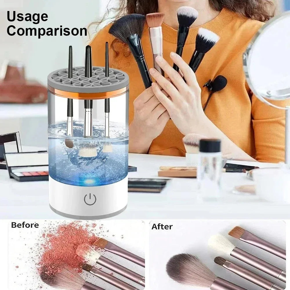 USB Powered Makeup Brush Washer & Dryer Odorless Battery-Free Plug-and-Play Makeup Cleaner Essential Beauty Accessory