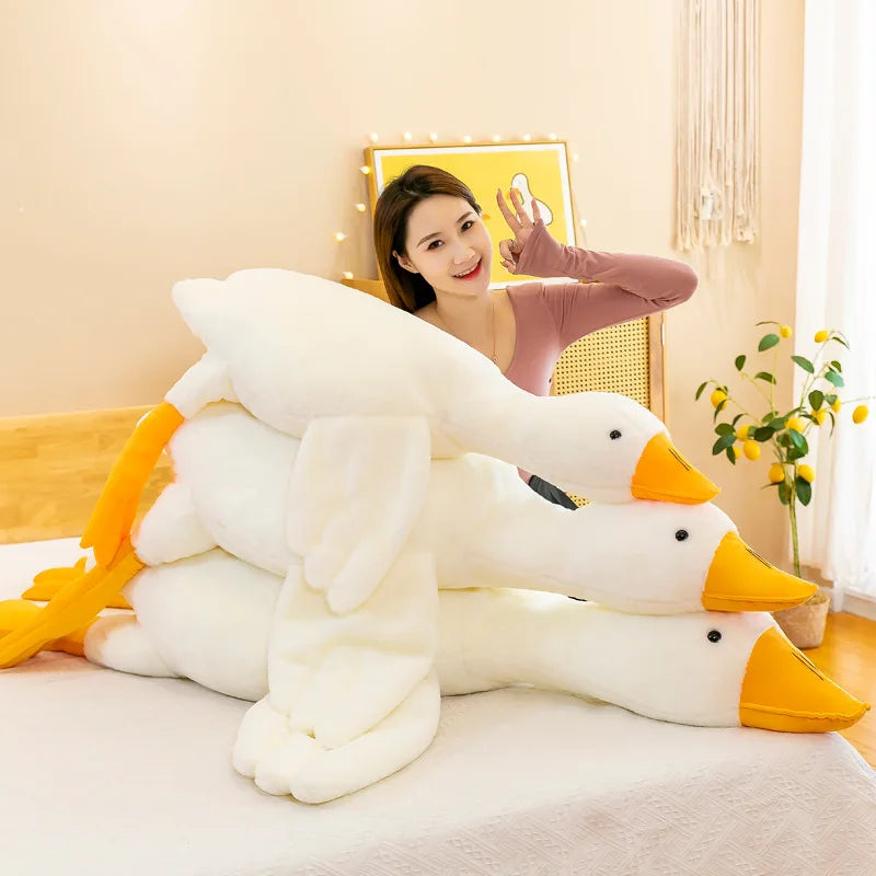 50-190cm Cute Big Duck Goose Plush Toy Kawaii Huge Duck Sleeping Pillow Cushion Soft Stuffed Animal Doll Kid Toy Gift