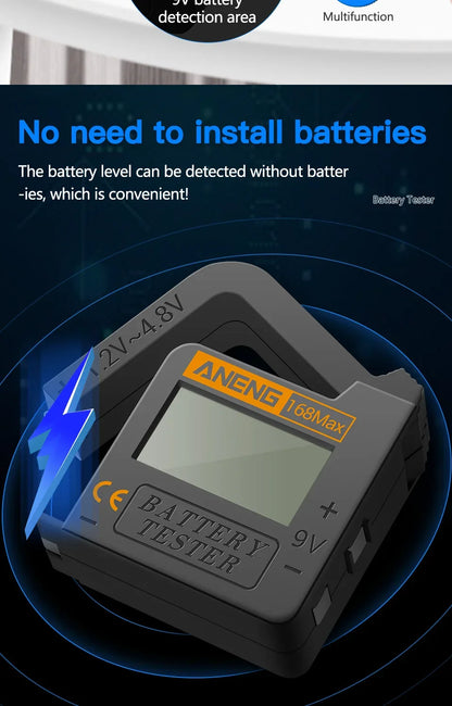 ANENG 168Max Digital Lithium Battery Tester Capacity Universal test Checkered load analyzer Display Check AAA AA Button Cell