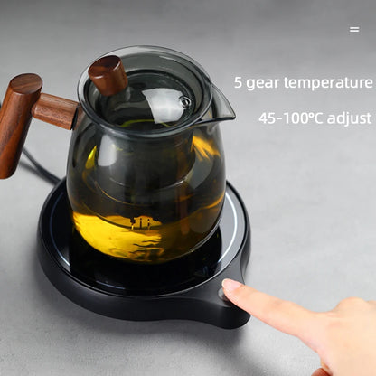 200W Mug Warmer Cup Heater with 5 Gear Settings 100°C Tea Coffee Milk Heating Pad for Hot Beverages 110V/220V