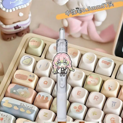 8pcs Demon Slayer fan merchandise push-button pen cartoon anime ST quick-dry 0.5mm ballpoint pen for students study stationery