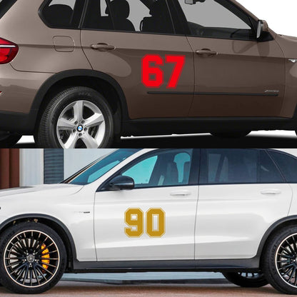 Car Side Door Custom Number Styling Stickers For 0 1 2 3 4 5 6 7 8 9 Auto Tuning Accessories Vinyl Film Decoration Decals