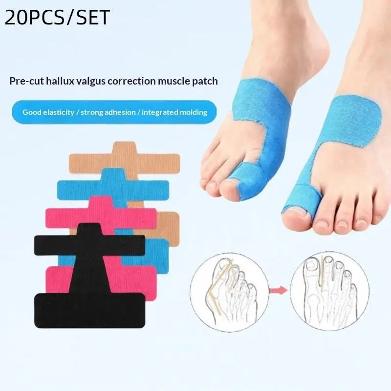 20PCS Bunion Corrector & Pain Relief Kinesiology Athletic Tape For Bunions & Turf Toe,Big Toe Spacer/Separator/Straightener Tape