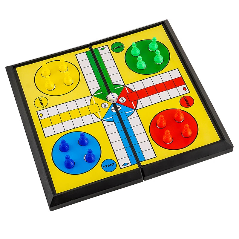 International Ludo Board Game for Kids: Portable Folding Chess Set, Educational Toy, Party Table Game for Elementary Students