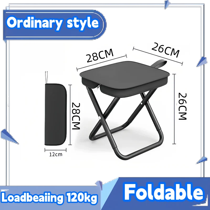 Portable Folding Stool for Adults, Black Lightweight Camping Seat, Compact Design for Fishing, Hiking, Gardening, Beach Activiti