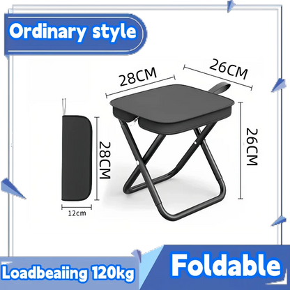 Portable Folding Stool for Adults, Black Lightweight Camping Seat, Compact Design for Fishing, Hiking, Gardening, Beach Activiti