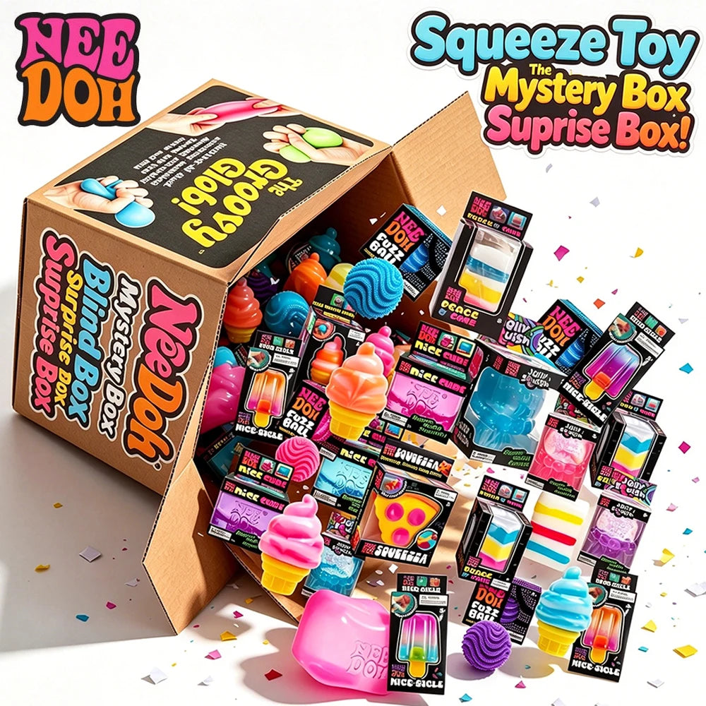 100+PCS Assorted Mixed Squish NEEDOH Fidget Mystery Blind Box Surprise Unbox Toy Slow Rebound Stress Relief Squeeze Sensory Toys