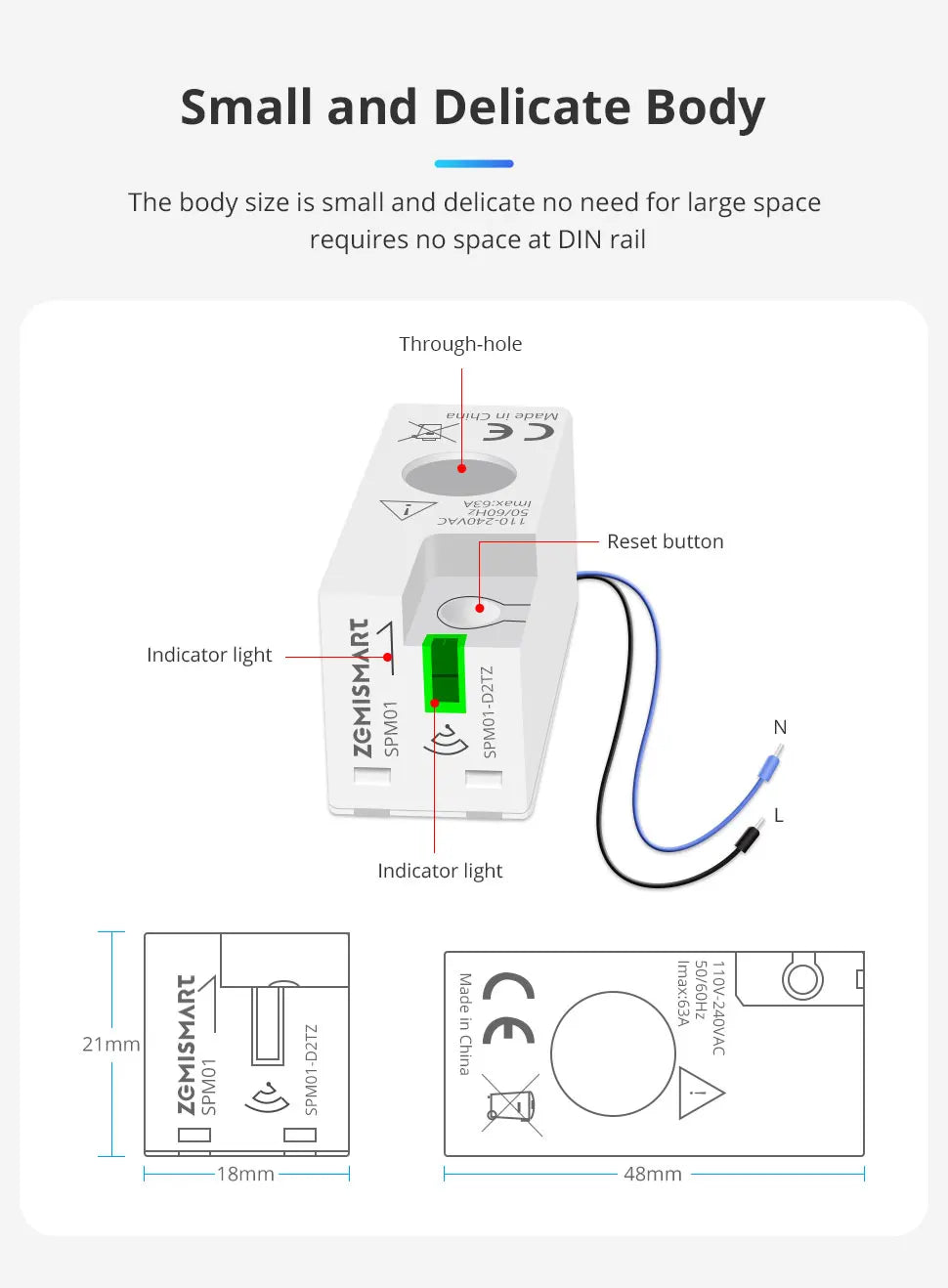 Zemismart Smart Energy Meter Zigbee Monitor Electric Sensor Measure Work with Tuya App Supports Home Assistant via Zigbee2MQTT