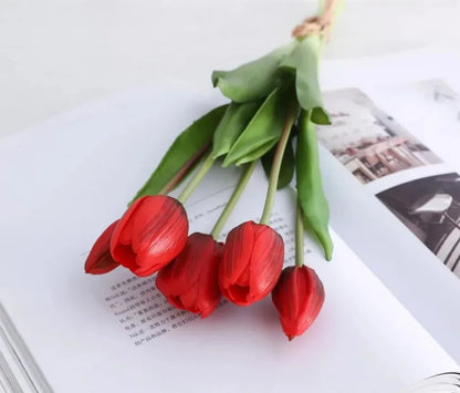 Artificial Flowers Tulip Bouquet Fake Flowers Wedding Garden Decoration Outdoor Home Garden Bouquet Vase Decor Plants
