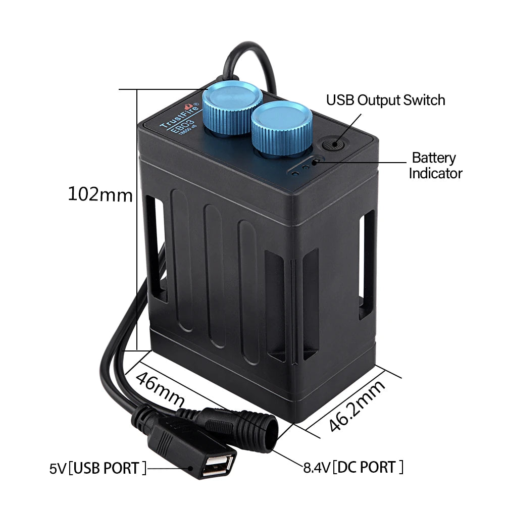 TrustFire EB03 Waterproof 18650 Battery Pack Case USB Charging Phone DC 8.4V Mobile Battery Power Bank Box for Led Bike Light