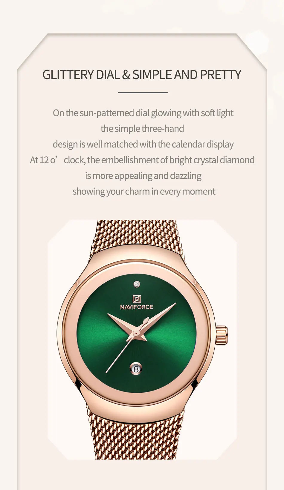 NAVIFORCE Women Watches Fashion Rose Gold Ultra Thin Ladies Watch Luxury Waterproof Quartz WristWatch Woman Relogio Feminino