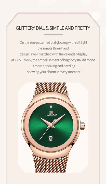 NAVIFORCE Women Watches Fashion Rose Gold Ultra Thin Ladies Watch Luxury Waterproof Quartz WristWatch Woman Relogio Feminino