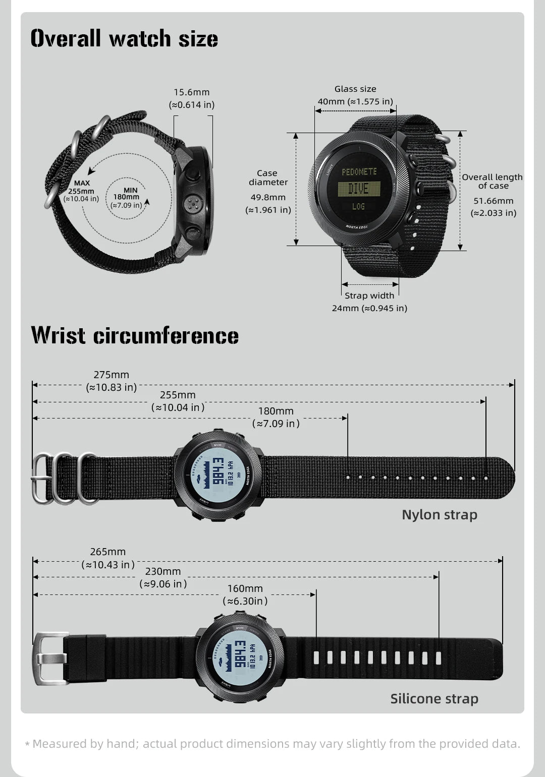 NORTH EDGE 2025 APACHE-D Smart Watch Free Dive Watch Sports Digital Watch Altimeter Barometer Compass World Time Waterproof 100M