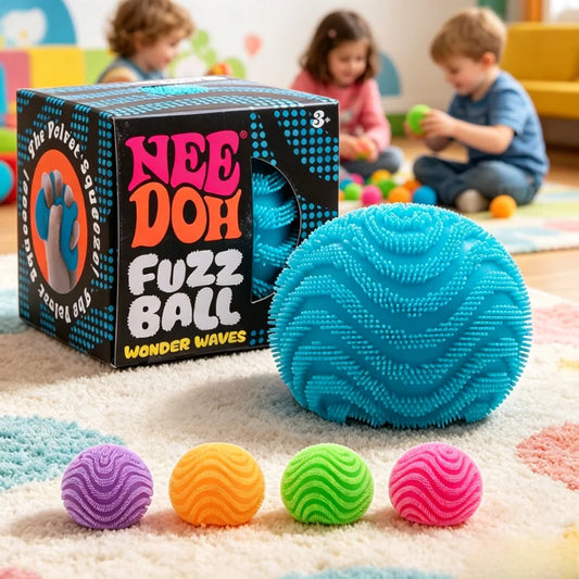 2026 New Model NeeDoh Fuzz Ball Wonder Waves Sensory Squeeze Toy Textured Stress Relief Fidget Ball for Adults Kids Toy