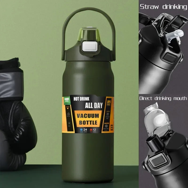 1.5L Large Capacity Stainless Steel Thermos Bottle, Portable Vacuum Insulated Water Tumbler