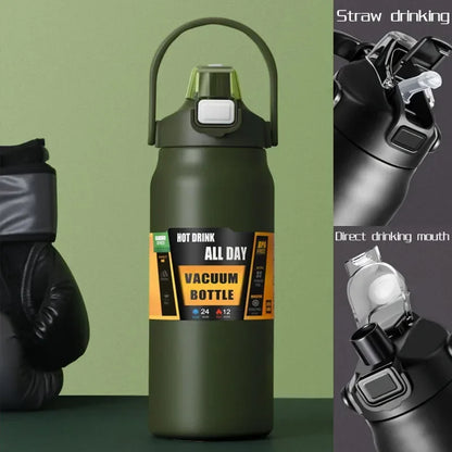1.5L Large Capacity Stainless Steel Thermos Bottle, Portable Vacuum Insulated Water Tumbler