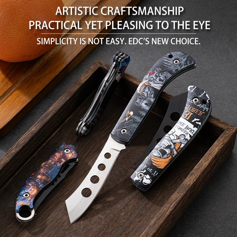 Pocket Portable Mini Folding Knife Stainless Steel Self-defense EDC Multi-purpose Camping Camp tools Halloween style