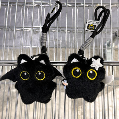 6/1 szt. Urocza pluszowa lalka czarny kot brelok do kluczy zawieszka do torebki Charms Kawaii akcesoria do breloczków dla kobiet par prezent