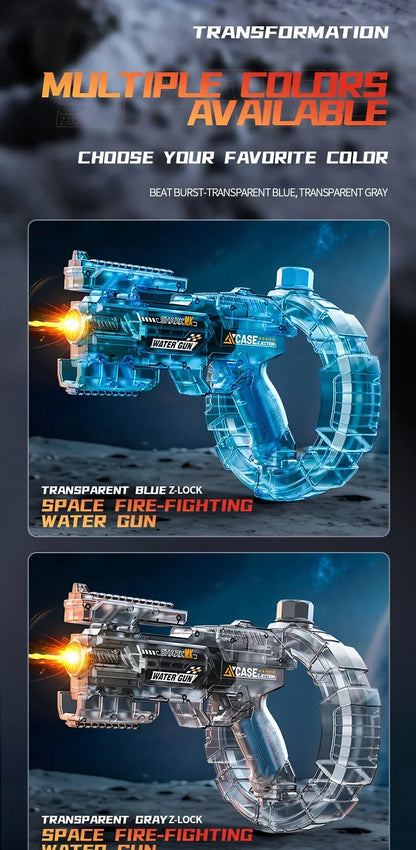 Children Energy Gathering Ring Electric Water Gun Led Emitting Automatic Continuous Water Squirt Gun Summer Outdoor Toy for Kids
