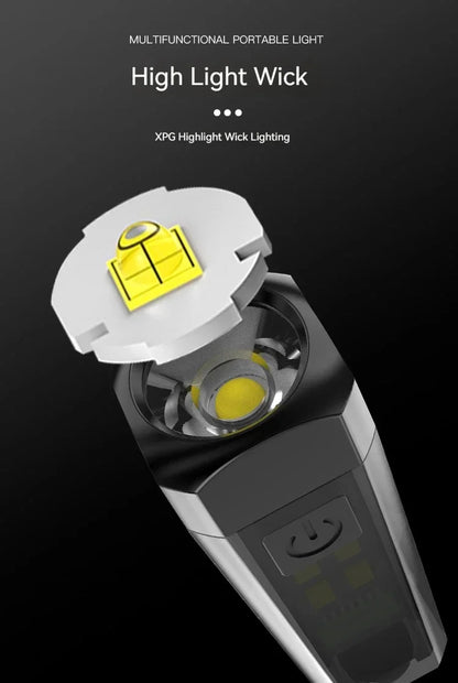 Strong MINI Flashlight Multi-function Keychain Light Mini LED Key Torch Lamp Rechargeable 7 Lighting Modes Camping Fishing