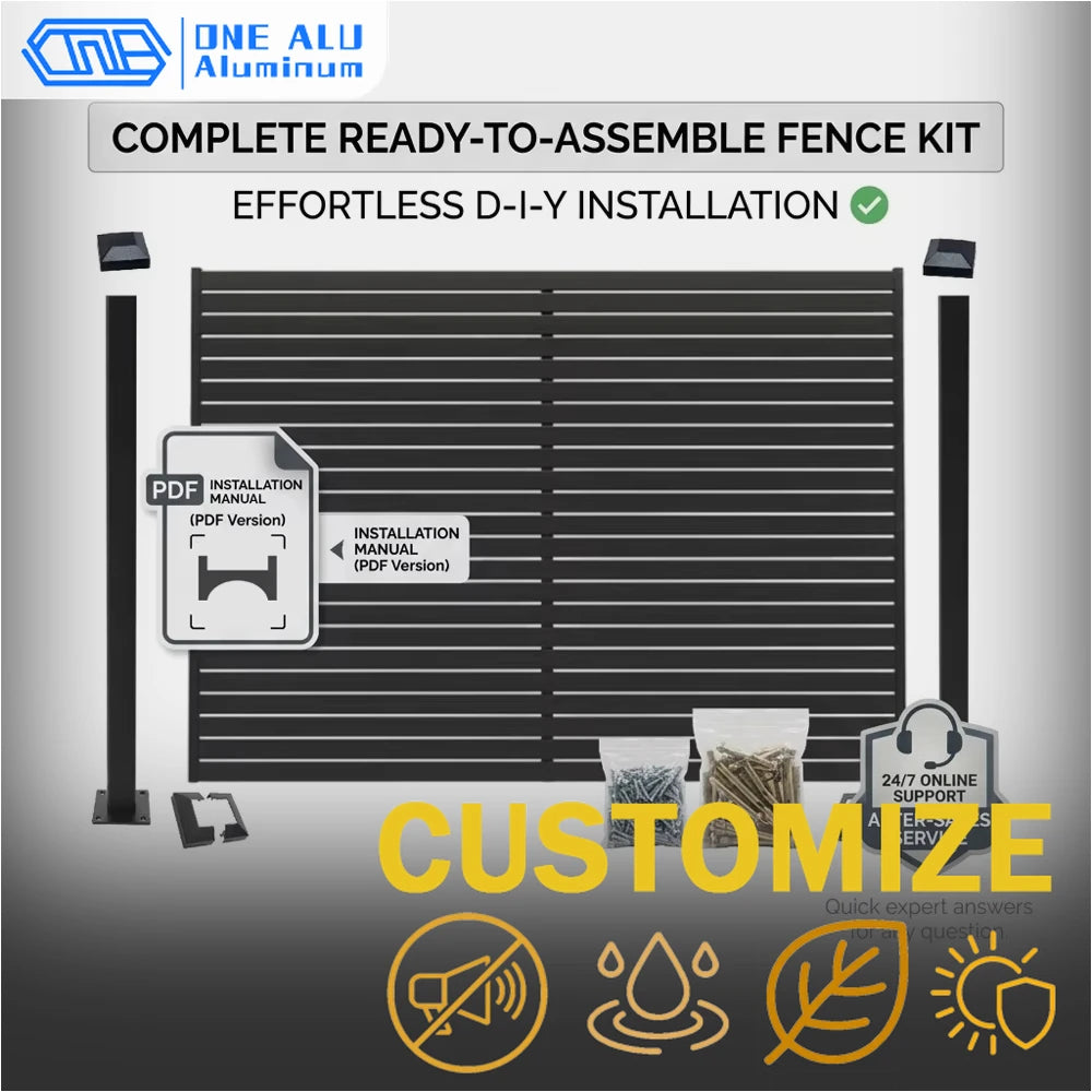Modern Aluminum Privacy Louver Slat Fencing Panel Powder Coated Garden Fence Boundary Wall for Yard Balcony Patio Outdoor