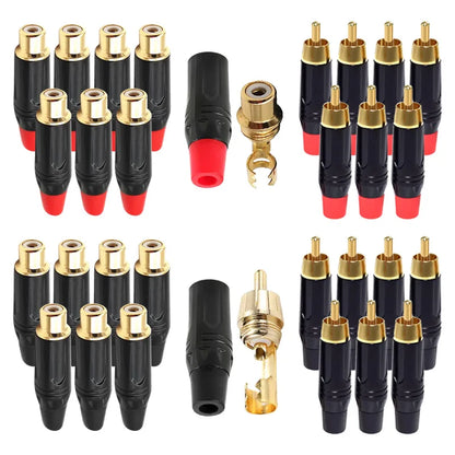 2/4/8Pcs Gold RCA Plug Male Plug Female Jack RCA Socket Connector for Audio Speaker Coaxial Cable Adapter