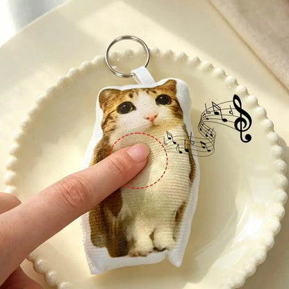 Creative Meowl OMG Cute Cat Plush Keychain Plush Charm with Sound Squeeze Toy Funny Bag Pendant Charm Gift Cute Fidget Toy