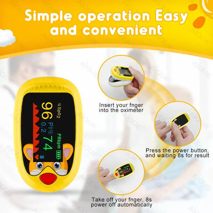 JUSTLANG Child Fingertip Pulse Oximeter Baby Rechargeable Medical Blood Oxygen Saturation Meter  Pediatrics Kids Oximetro SPO2
