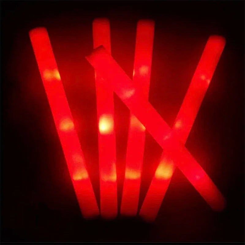30/40/60/80/100/120Pcs RGB LED Glow Bulk Party Supplies Colorful Glow Sticks Foam Stick Cheer Tube Dark Light Birthday Wedding